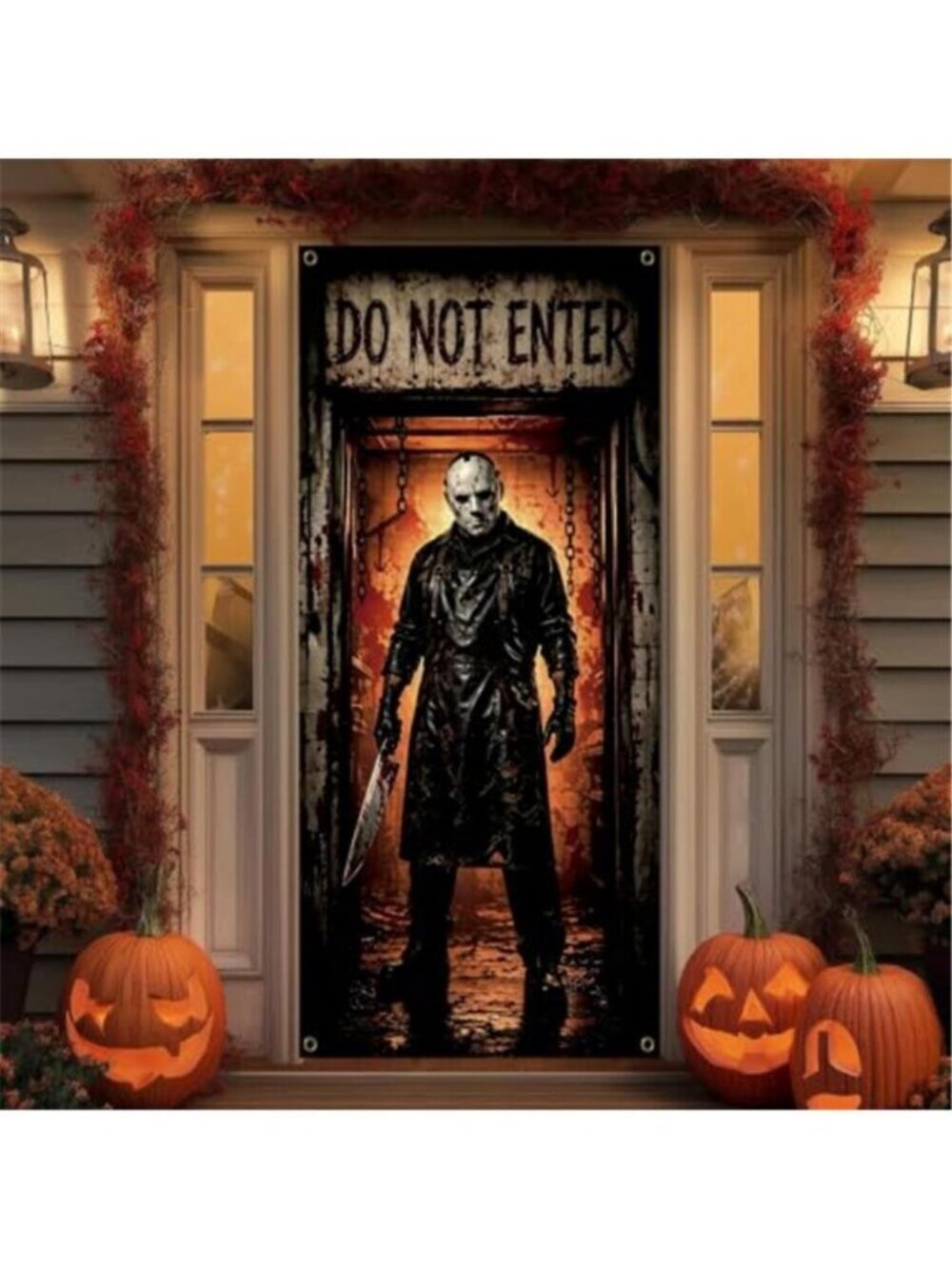 Halloween Door Cover Do Not Enter Scary Halloween Door Banner Decorations
